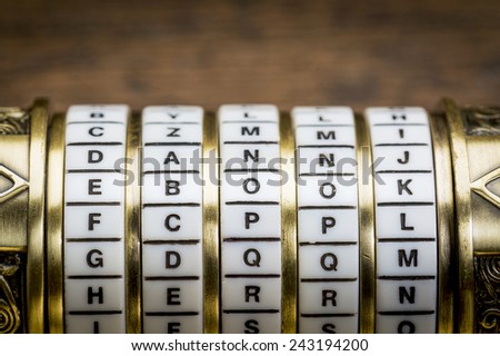 ebook word as a password to combination puzzle box with rings of letters
