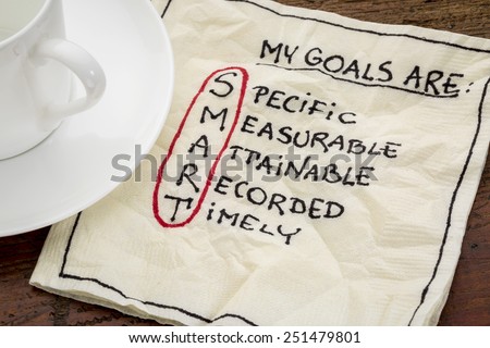 my goals are smart - goal setting concept - handwritten text on a napkin with coffee