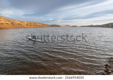 Similar – Foto Bild Kanu einsam am Bootsanleger