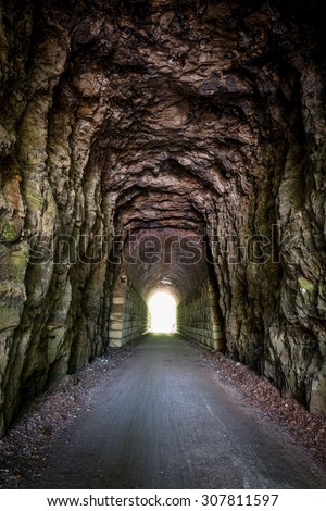 light at the end of the tunnel - MKT Katy Trail at Rocheport, Missouri. The Katy Trail is 237 mile bike trail stretching across most of the state of Missouri converted from an old railroad.