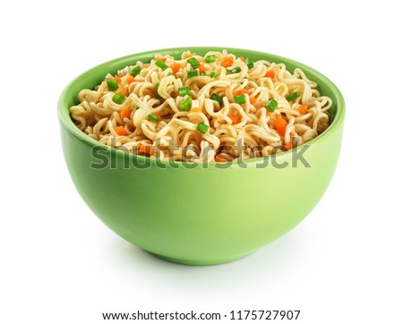 Bowl of instant noodles isolated on white background. With clipping path. Foto d'archivio © 
