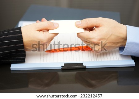 business partner is receiving business card