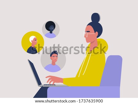Video call conference, working from home, social distancing, business discussion