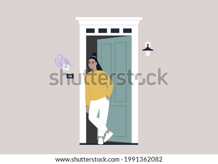 Woman Standing On The Porch Of A Rural Studio Home House Housing Building Cabin Person Transparent Png Pngset Com