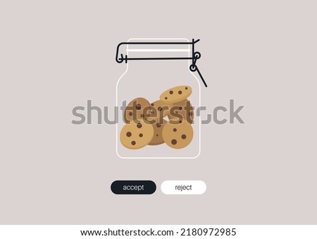 Accept cookies concept, a glass jar with homemade biscuits inside
