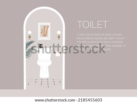 A toilet room viewed through the hall doorway, no people