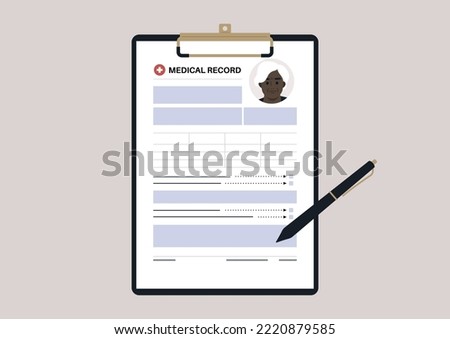 A senior patient's medical chart clipped to a clipboard