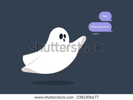 A ghosting concept representing toxic relationships, where a person chooses to ignore online messages and cut off communication