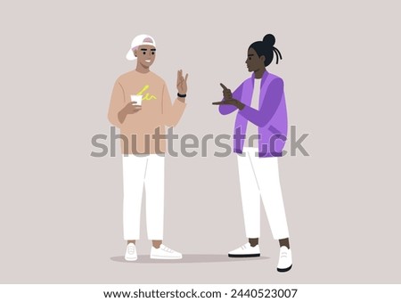 Engaging Sign Language Conversation Between Two Individuals, A couple engaged in a vivid non verbal dialogue