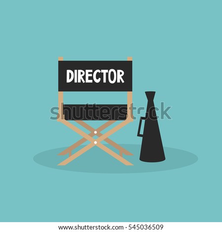 Film industry. Director's chair and megaphone/ editable flat vector cartoon illustration