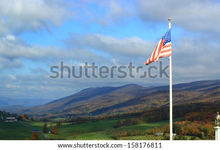 American Flag with Mountains