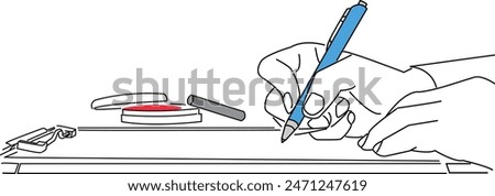 Hands of person writing contract or document sheet