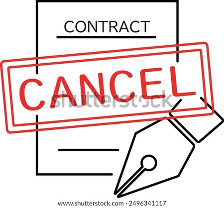 Line icon for contract cancellation