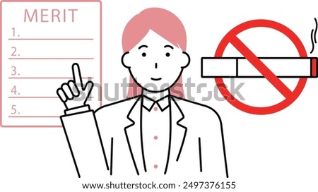 Female doctor pointing out merit list of quitting smoking