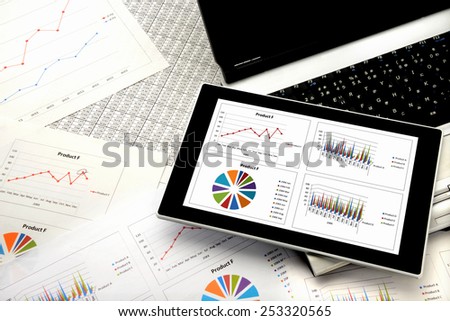 Business concept, digital tablet on personal computer