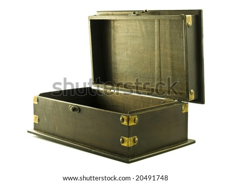 Open Treasure box isolated on white background