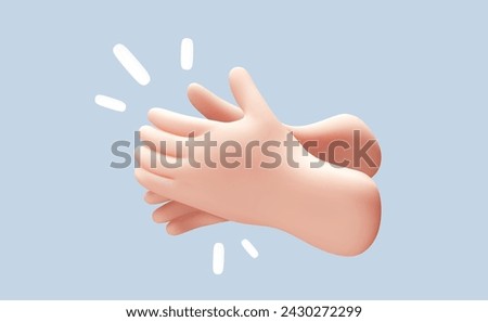 Vector illustration of gesture clap hand on light color background. 3d style design of man white skin hand applaud for web, banner, poster, print