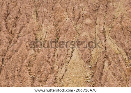 Soil under condition of the erosion as the cliff by human.