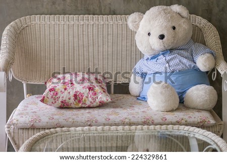 Home decoration with cute  bear on the couch