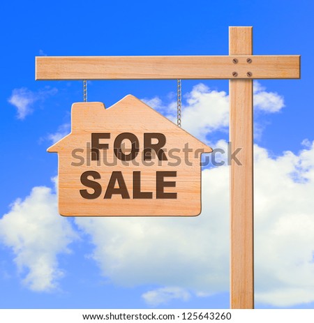Real estate sign sky background, clipping path.