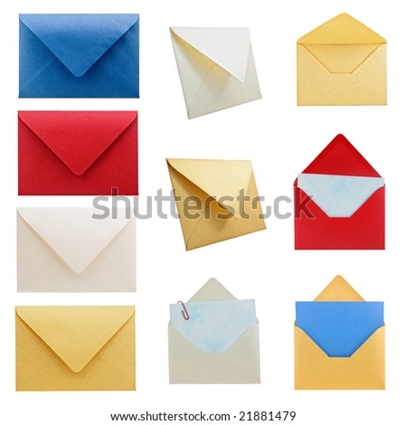 Hi res collection of different kind of envelopes, with clipping path.