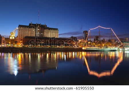 Puerto Madero neighbourhood at Night, HDR image,  Buenos Aires, Argentina.