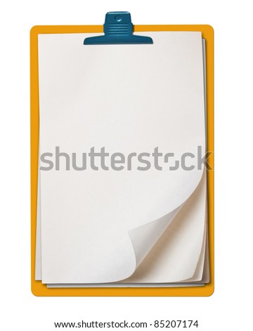 Old note paper block isolated, white background, clipping path.