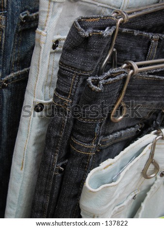 Used jeans in a second hand street shop
