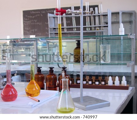 Old chemistry laboratory desk