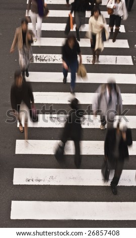 Group of people crossing the street-upper view