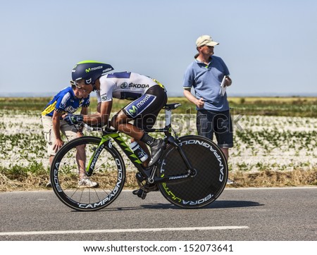 LE PONT LANDAIS,FRANCE-JUL 10:White Jersey (Nairo Alexander Quintana Rojas, Colombia),cycling during the stage 11(time trial Avranches -Mont Saint Michel)of Le Tour de France on July 10, 2013