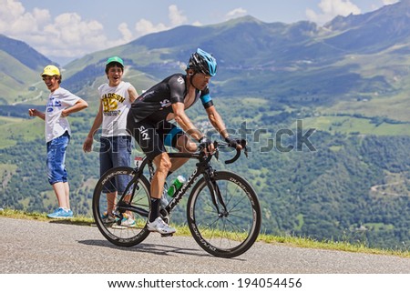 VAL LOURON,FRANCE - JUL 7:The Belarusian cyclist Vasili Kiryienka ( Team Sky) passing the Col de Val Lauron-Azet during the stage 9 of Le Tour de France on July 7 2013.