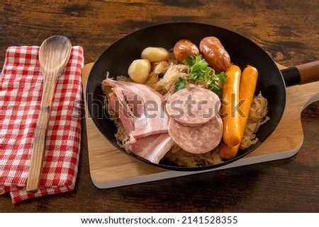 Similar – Image, Stock Photo Choucroute Meat Sausage