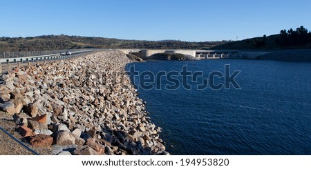 Jindabyne Dam as part of the Snowy Mountains Hydro-Electric scheme in New South Wales, Australia