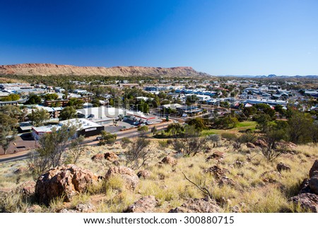 Alice Springs, Australia - June 27: View from Anzac Hill on a fine winter\'s day in Alice Springs, Northern Territory, Australia on June 27th 2015.