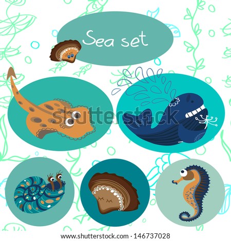 sea set, sea animals