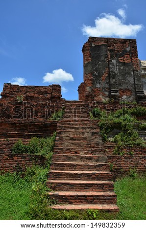 Old Stair of Wat Phra Sri Sanphet at Ayutthaya Historical Park Thailand