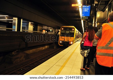 NEW SOUTH WALES, AUSTRALIA - JANUARY 24 : People withing Subway Train at Sydney on January 24, 2015 in New South Wales, Australia.