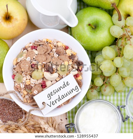 Label with german text: Healthy digestion