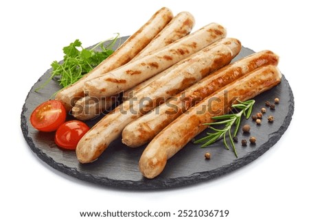 Similar – Image, Stock Photo Grilled nuremberger bratwurst. German sausages top view