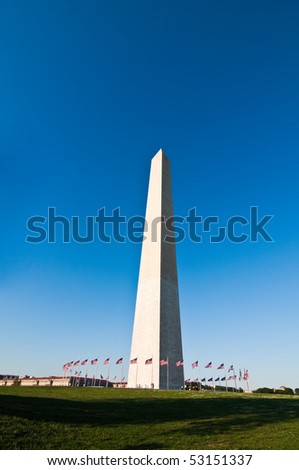 The Washington Monument in Washington DC in vertical perspective