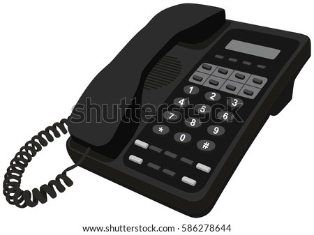 Telephone home office desk phone object modern communication style with caller ip for business design concept with wire connectivity