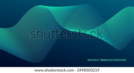 Abstract wave background in dark green colors. Modern concept background with flowing wavy lines. Good for brochure, flyer, banner, poster, cover.