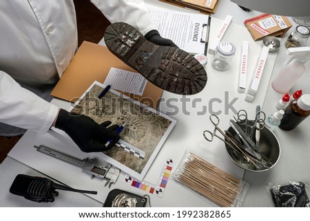 Similar – Image, Stock Photo Crime Scene | Tracks in the Snow
