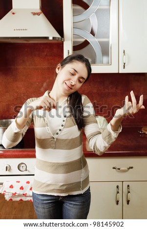 Similar – Image, Stock Photo Woman pretending to play the guitar