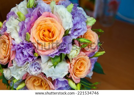 bridal bouquet of roses close up shallow depth of field