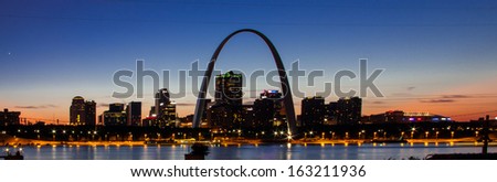 The city skyline of St. Louis with Gateway Arch, Missouri.