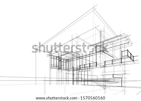 house building sketch architecture 3d illustration