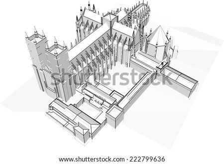 gothic cathedral building sketch