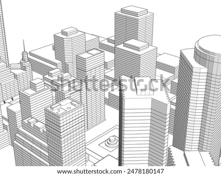 city architecture vector 3d illustration